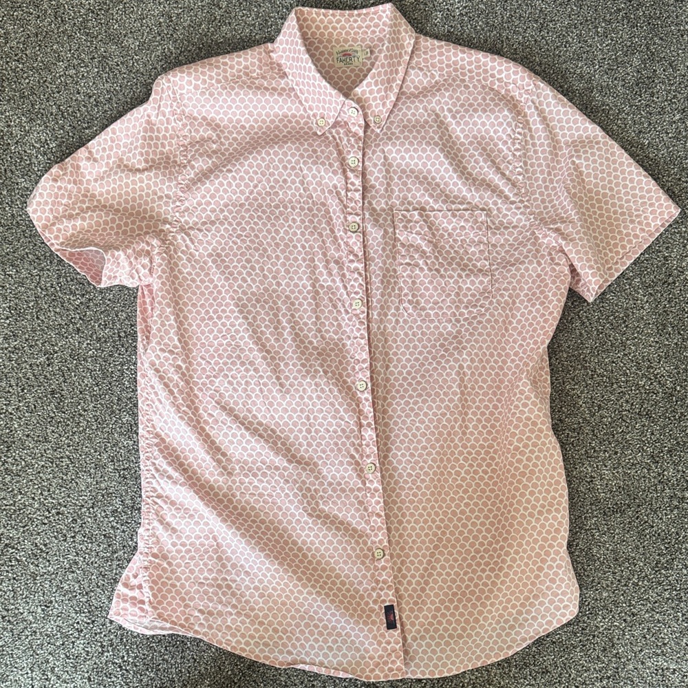 Faherty Men's Light Pink Geometric Button Down Shirt
